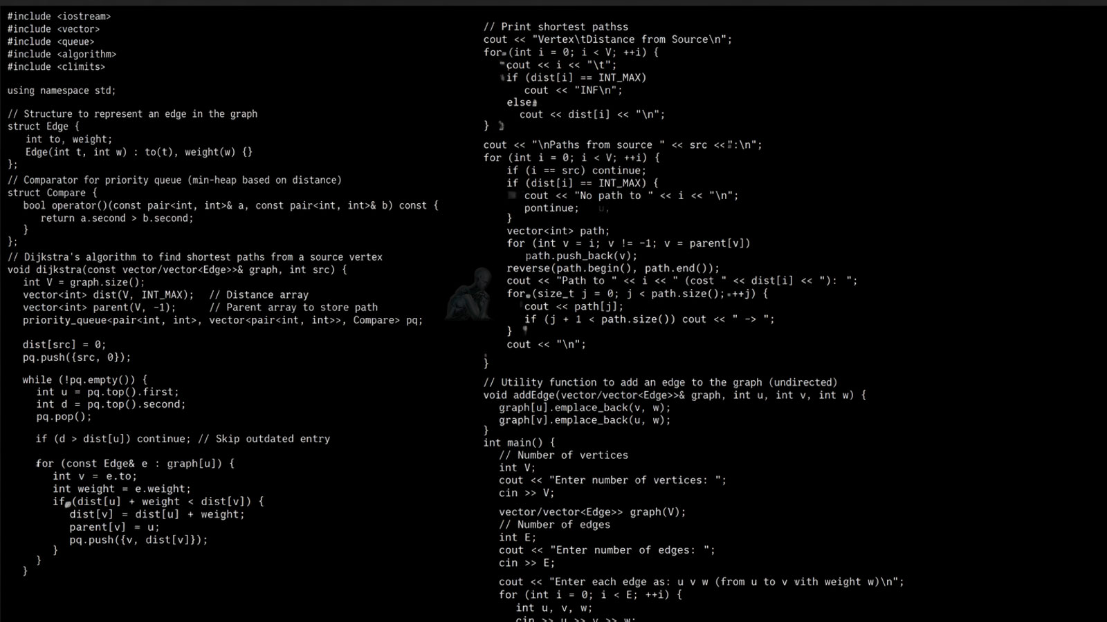 CMD window displaying algorithm code execution