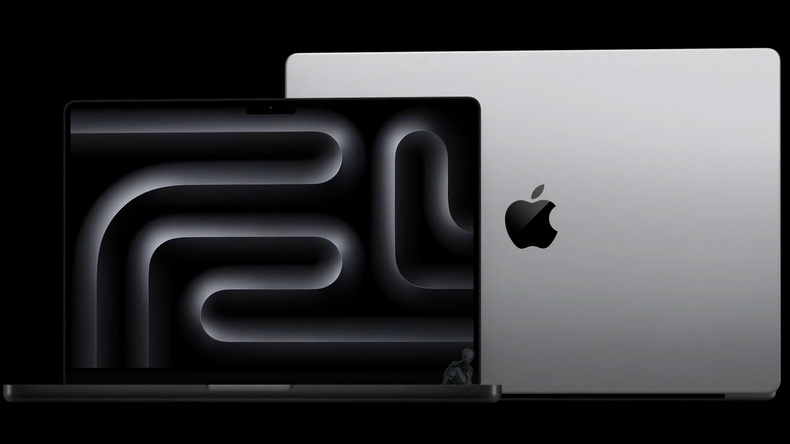 Latest MacBook Pro shown from front and back with display and aluminum chassis design