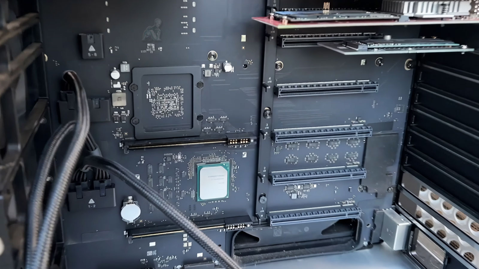 Open Mac Pro prepared for hardware upgrades with internal components exposed