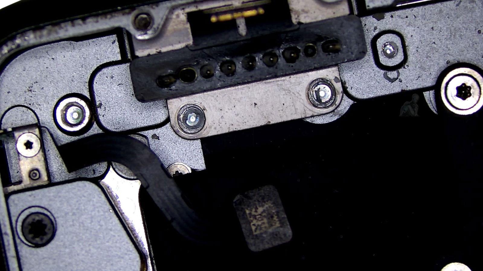 MacBook Pro motherboard connector pins corroded due to liquid damage
