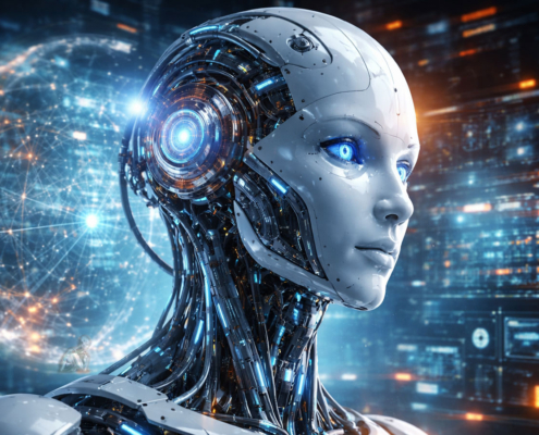 Autonomous AI system performing real-time diagnostics and data processing