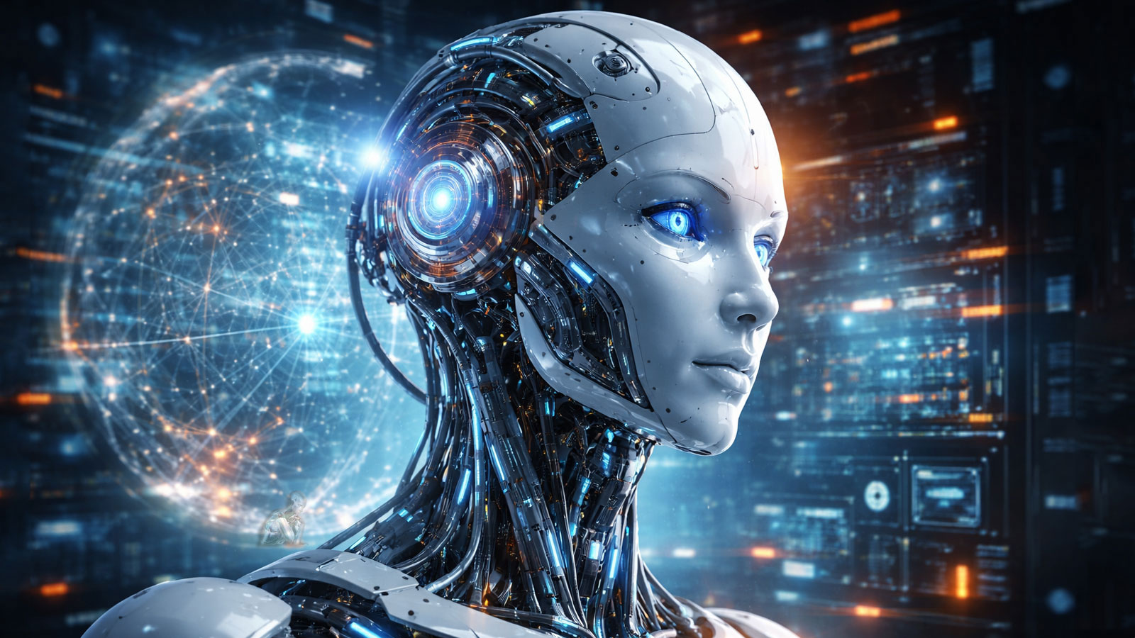 Autonomous AI system performing real-time diagnostics and data processing